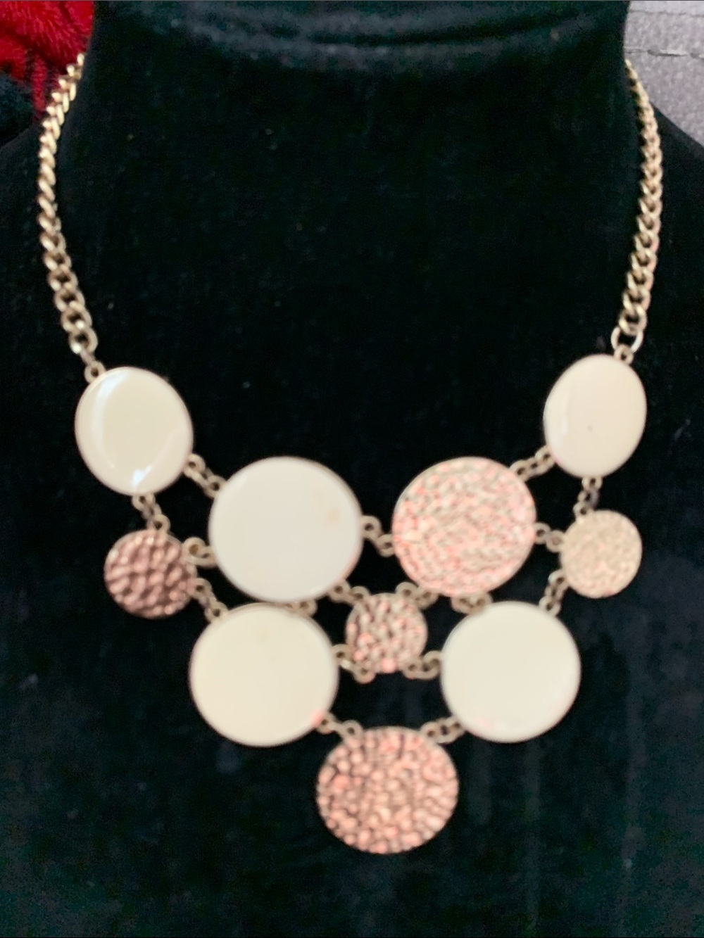 Charming Charlie Gold-Tone Necklace with Cream Discs